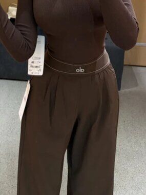 NWT🍩Alo Yoga Suit Up Trouser Coffee Brown🤎Regular 30" inseam